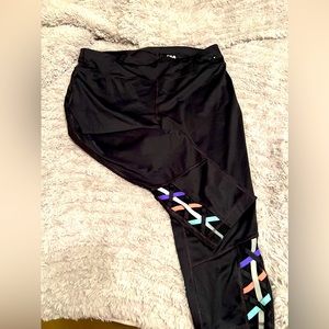 FILA capri workout pants with colorful side bands size XL